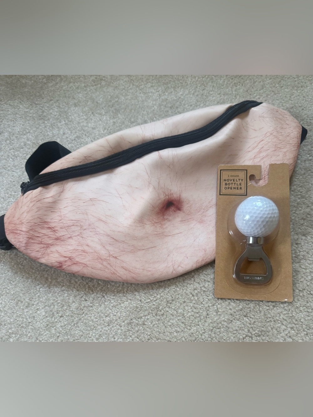 FUNNY Belly Novelty Waist Bag & Golf bottle opener
